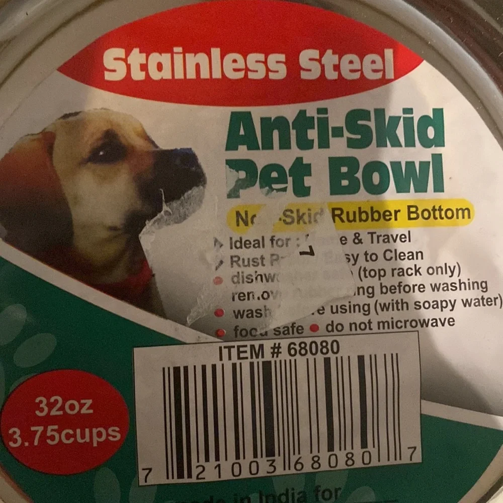2 ANTI SKID STAINLESS STEEL DOG BOWLS 3.75 CUPS NWT